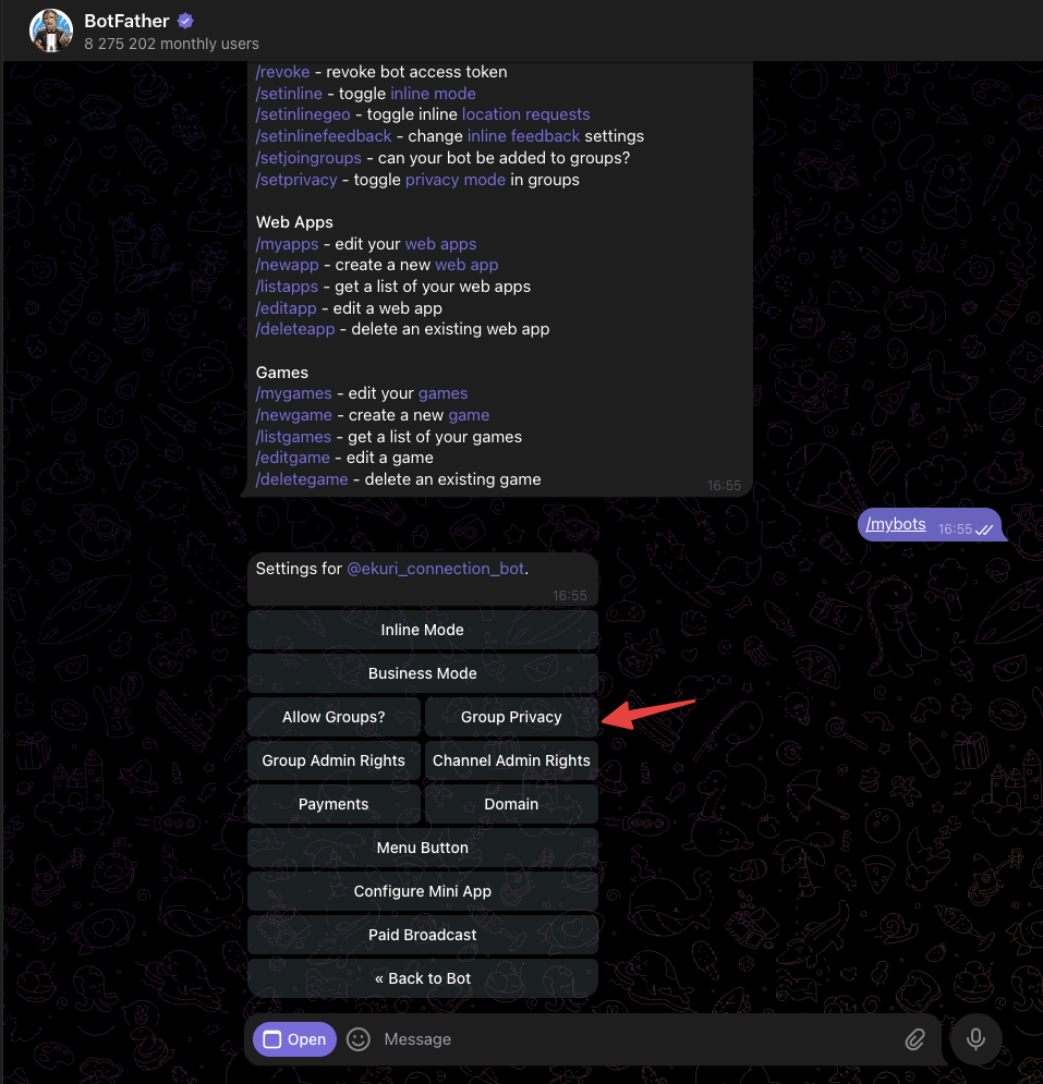 Group Privacy setting